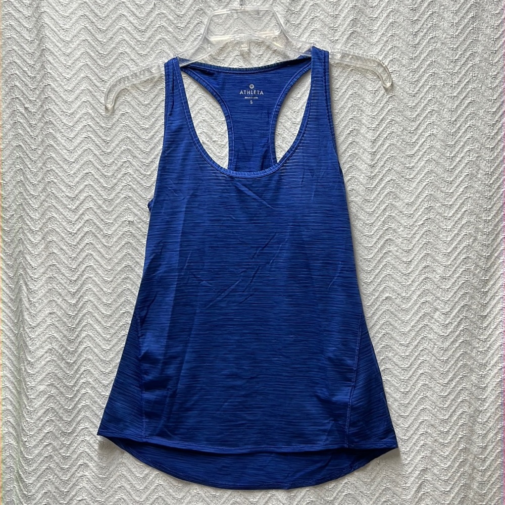 Athleta blue striped ultimate scoop tank size small